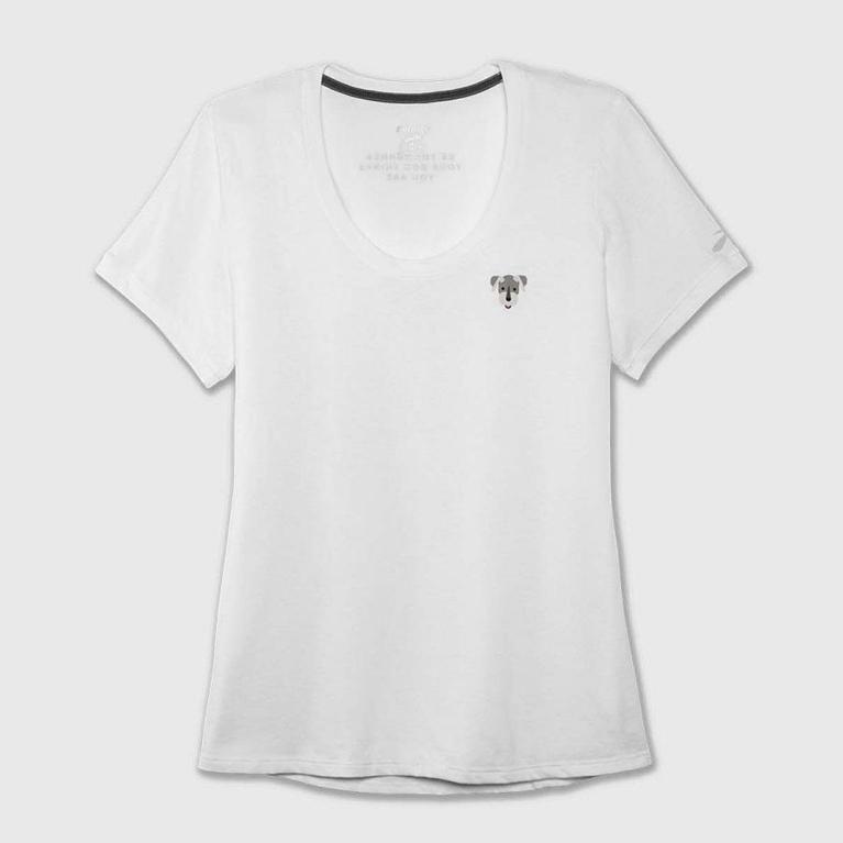 Brooks Run Happy Graphic Mujer Camisetas Manga Corta - Blancos (6319ICFEN)